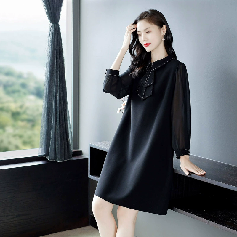 Свободное летнее платье-рубашка больших размеров с длинным рукавом и стразами для пригородных светских львиц, одежда для женщин среднего и пожилого возраста