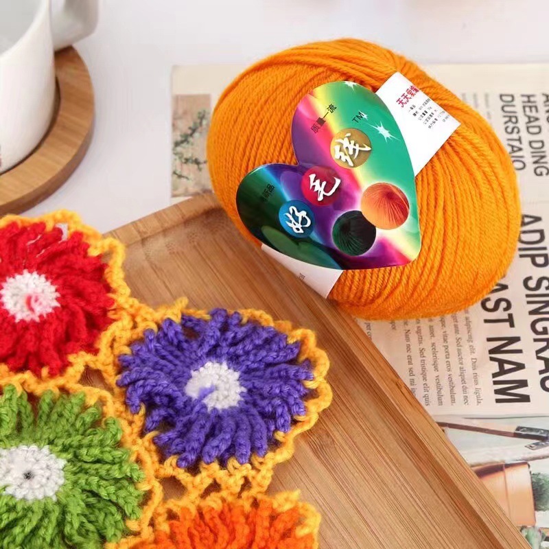 腈纶毛线团中粗线diy编织钩针毛线勾棉拖鞋坐垫晴纶宝宝毛线