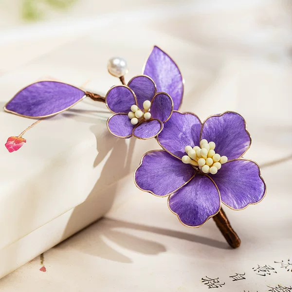 Purple Antique Style Headwear Non-heritage Soft Pole Hairpin New Chinese Cheongsam Disc Hair Hairpin High-end National Style Hair Accessories