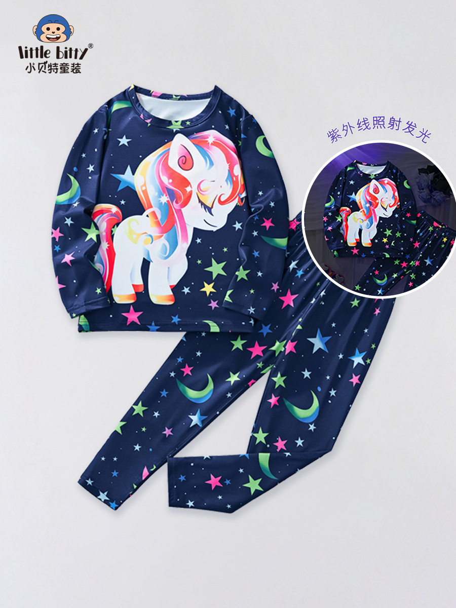 2025 New Autumn and Winter Long-Sleeved Pants European and American Boys and Girls Suits Cartoon Animal Children's Suits