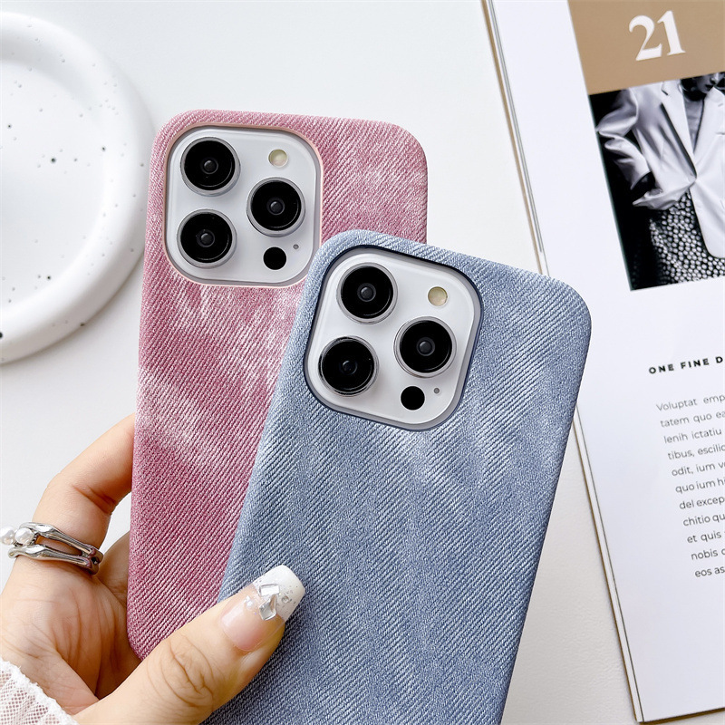 For Apple 15 Mobile Phone Case 14Pro Max Canvas Denim iPhone13 Internet Trent 12 Drop-resistant 11 Premium mini