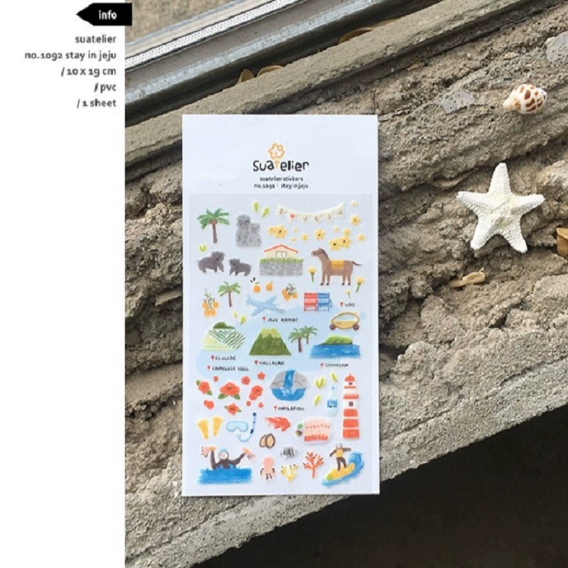 Переход через границу Южная Корея Сузатель Jeju Island 1092 Стикер Декора Diary Город Путешествие Терминал Счета Стикер