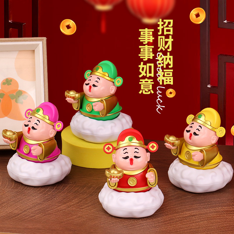 太阳能小财神摆件五福临门家居摆件办公室新款小神仙工位装饰礼品|undefined