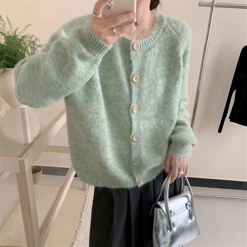 2025秋季新款毛衣女针织开衫软糯韩版宽松慵懒风女装上衣秋装外套|undefined