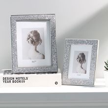 跨境新款，轻奢简约水晶金属相框 家居装饰婚纱相框高级感摆台