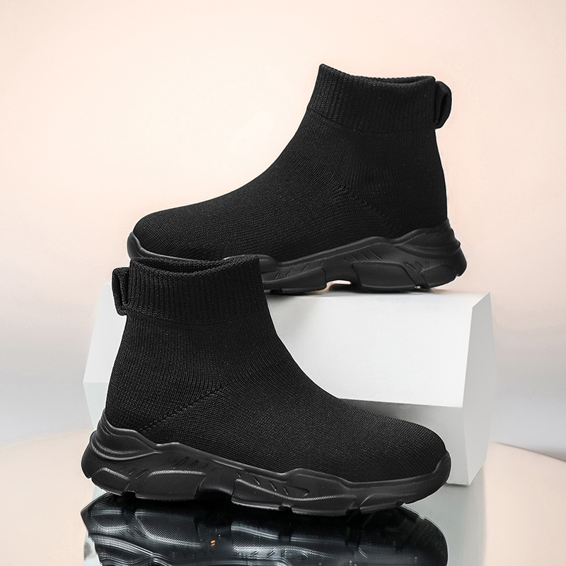 Transfronterizos niños zapatos deportivos de tejido de vuelo 2025 nuevos niños y niñas respirantes redes ligeras antideslizantes zapatos de calzado de calzado