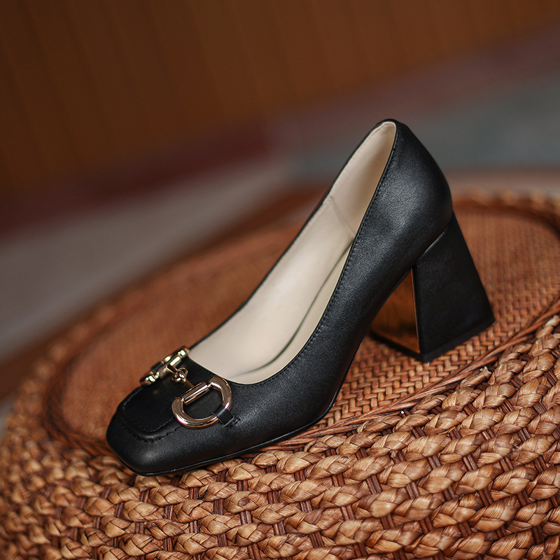 Chiko Dyamond Square Toe Block Heels Pumps