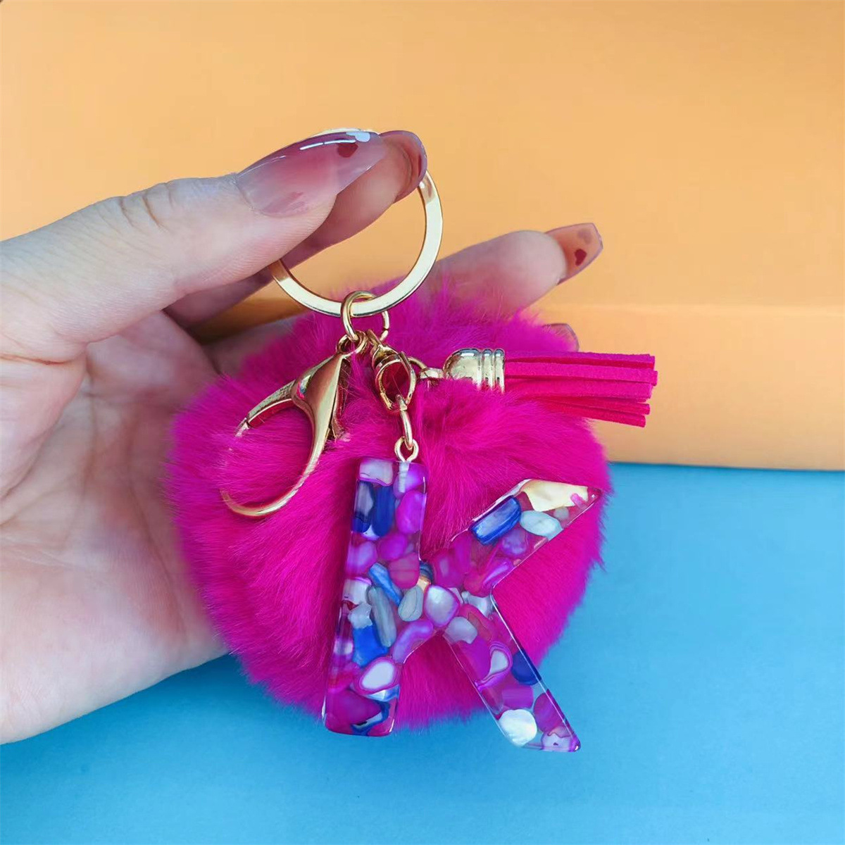32g Weight Bag Pendant, Keychain Classification 1 Piece Quantity Holiday, Party Occasion Resin Material Letter, Hairball Pattern Unisex Gender Simple Style, Commute Style Simple Style Commute Letter Hairball Resin Unisex Bag Pendant Keychain 16