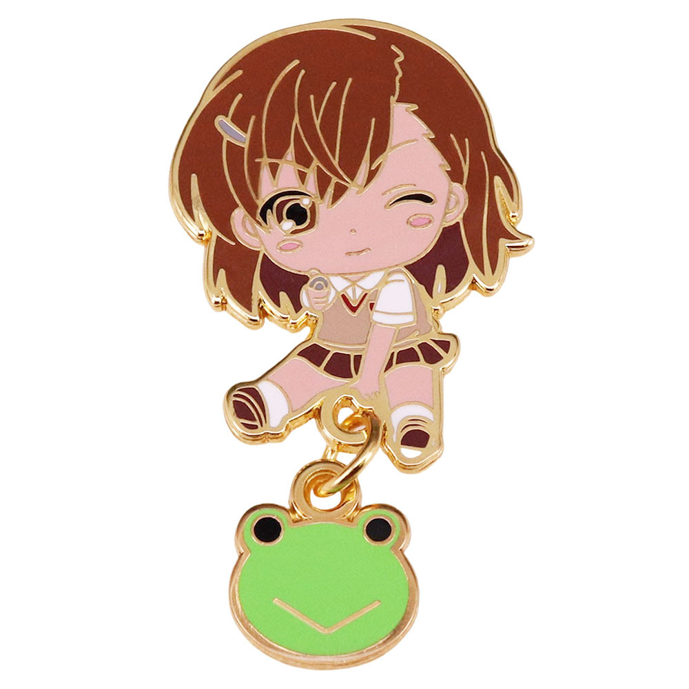 Anime Character Misaka Mikoto Cute Girl with Frog Pendant Enamel Brooch Badge Backpack Decoration