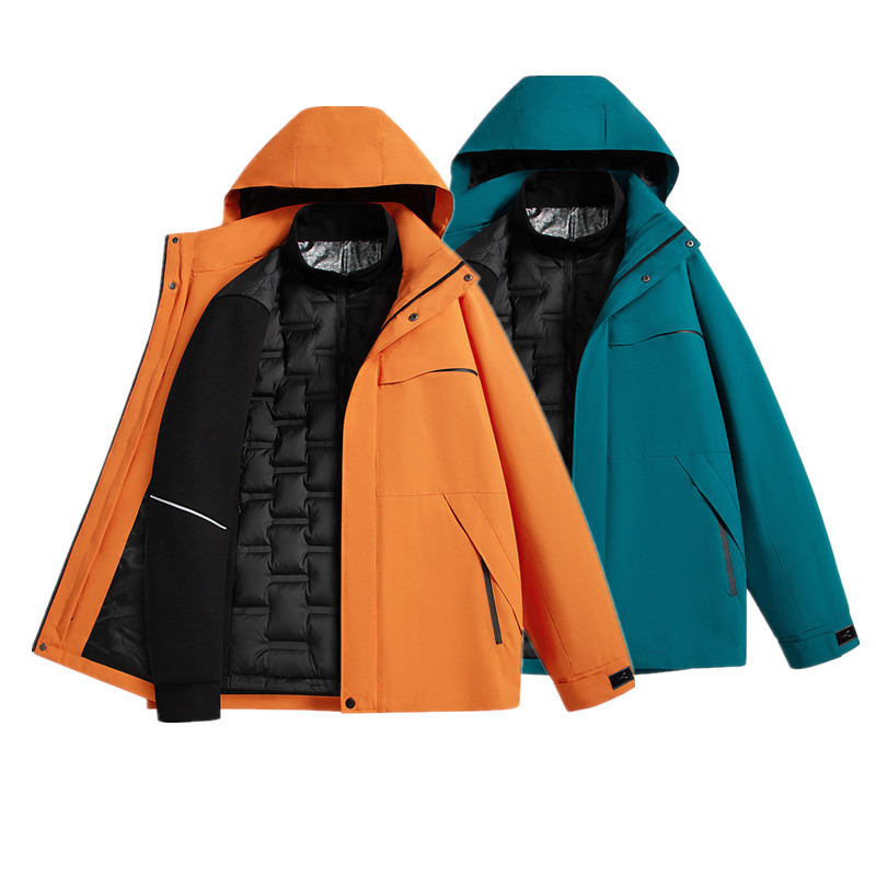 Three-In-One down Liner Jacket for Men, Customized Outdoor Removable Two-Piece Set, Cold-Proof Group Mountaineering Suit for Women with Printing