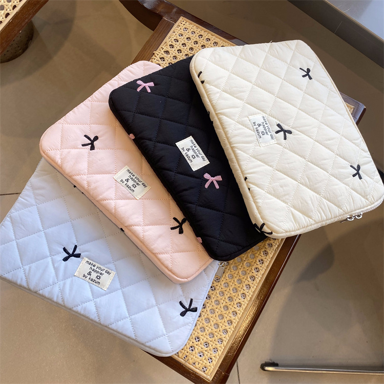 Korean Style New Computer Bag with Bowknot, Cute iPad Tablet Sleeve, Niche Design Laptop Protective Cover