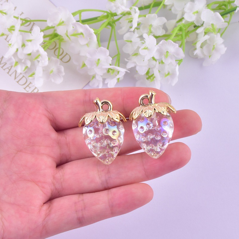 Pendant Jewelry Making Type 10 PCS/Package 23*32mm Resin Strawberry Pendant