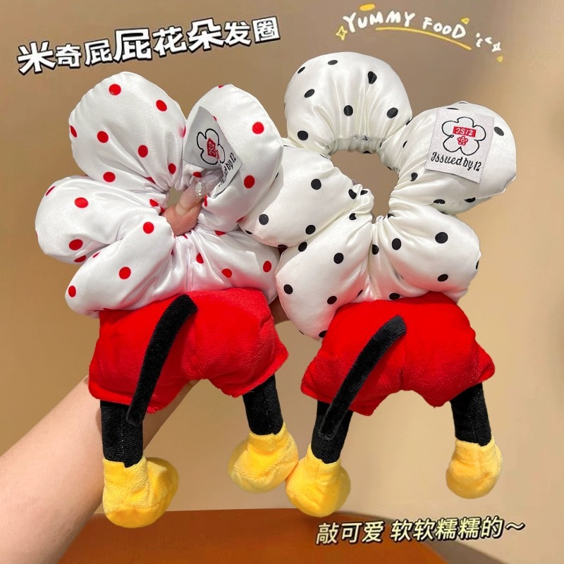 Mickey culo, lunares, flores, círculos para el cabello del intestino grueso, linda cabeza de bola, cabello de placa de dibujos animados, tocado de sentido avanzado, cuerda para la cabeza de felpa