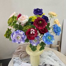 3头露莲仿真花渐变色小众外贸花材婚庆装饰插排花舞台背景墙假花