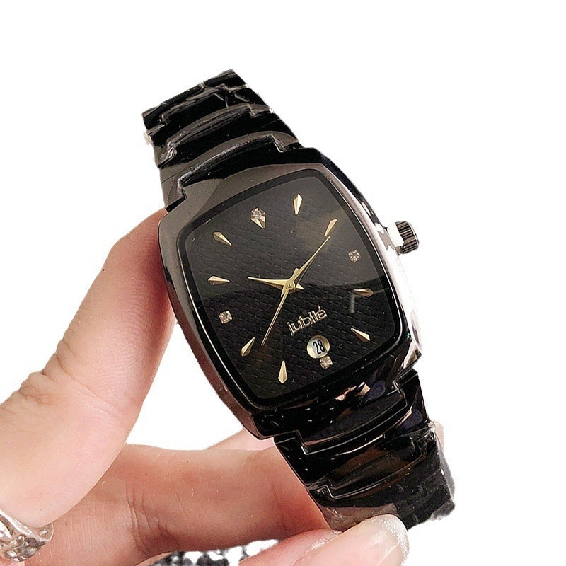 Reloj cuadrado de acero de tungsteno para hombre, reloj de cuarzo para estudiantes de secundaria, reloj para mujer, reloj de cinturón de acero de aleación para mujer simple y moderno