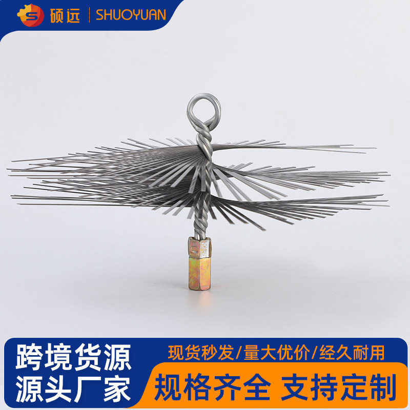 Multifunctional cleaning brush for chimney furnace, used to remove rust and polish the inner pipes, with a circular steel wire brush for cleaning and maintenance Multifunctional cleaning brush for chimney furnace, used to remove rust and polish the inner pipes, with a circular steel wire brush for cleaning and maintenance