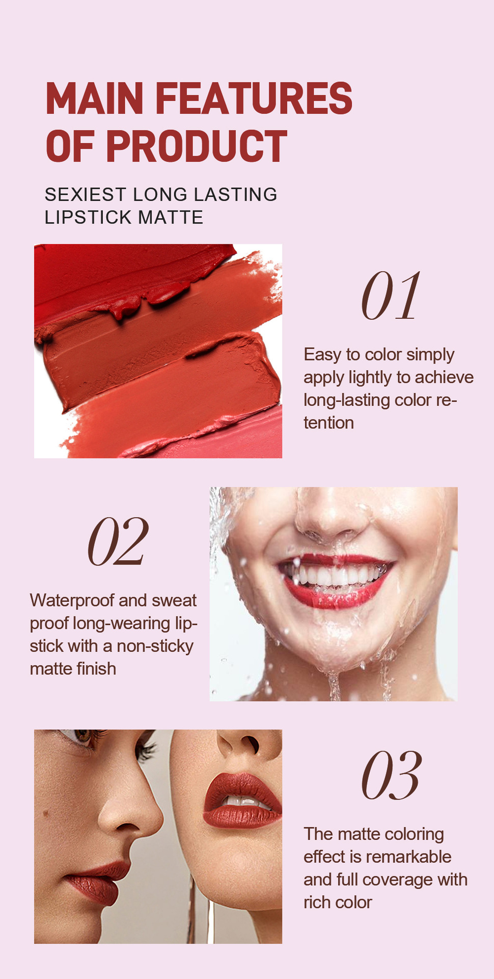 SAM SUGAR 6-color velvet matte Lipstick pen Easy to apply bevel rotating Lipstick Application Scenario