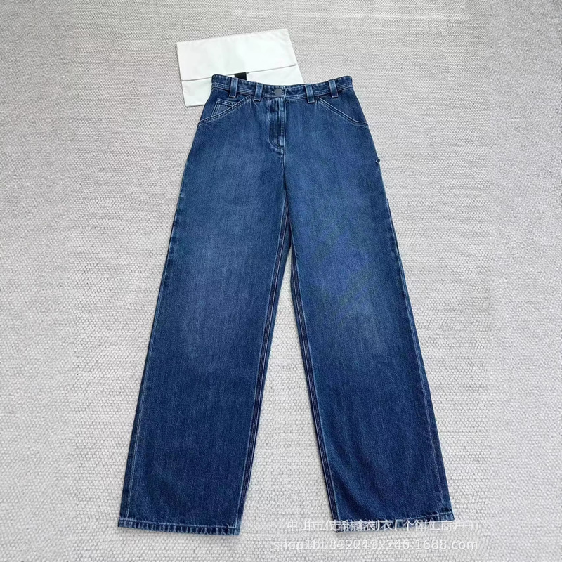 Nanyou 26 Early Spring High-Waisted Slim-Fit Letter-Print Two-Tone Denim Pants with Cargo Pockets Straight-Leg Long Pants for Women Nanyou 26 Early Spring High-Waisted Slim-Fit Letter-Print Two-Tone Denim Pants with Cargo Pockets Straight-Leg Long Pants for Women