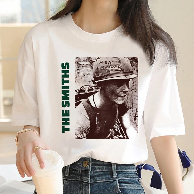 スミスプリント Tシャツ夏のトレンド白半袖襟カジュアルスポーツ美的衣装原宿女性グラフィック T|undefined