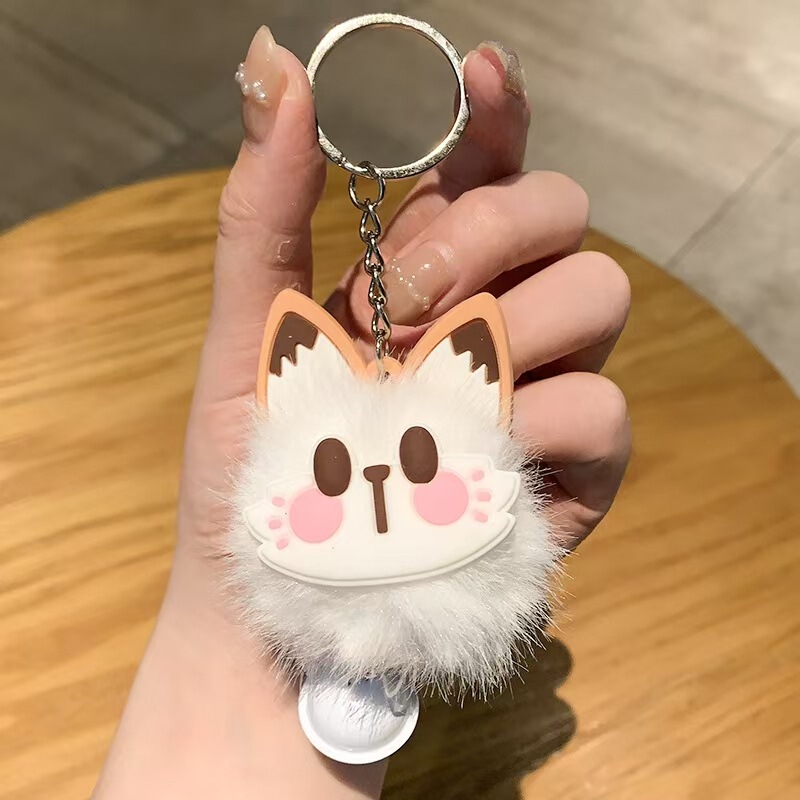 新しい模造レッキスウサギの毛皮のかわいいぬいぐるみ招き猫ベル新年ぬいぐるみペンダントバッグ多用途ギフト卸売|undefined