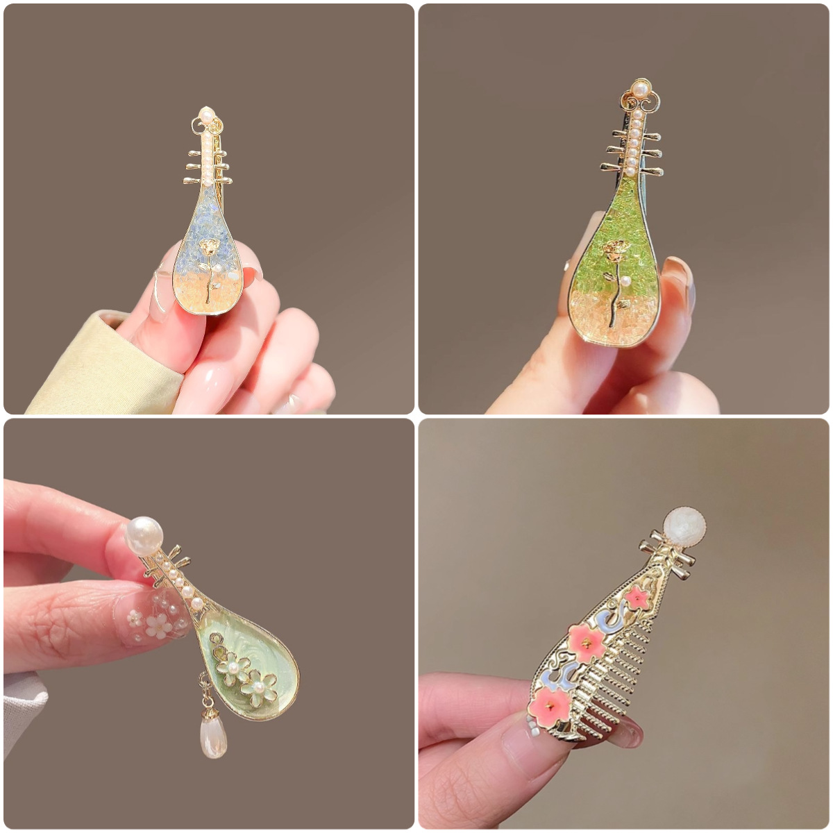 여성용 중국풍 장미 비파 머리핀, 틈새 사이드 클립, 앞머리 클립, 창의적인 머리핀, 고대 스타일 머리핀, 머리 장식