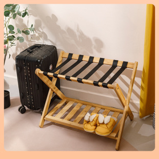 ⇓ B&B Hotel Luggage Rack Natural Color Thickened Household Bamboo Foldable Luggage Rack Bedroom Storage Rack