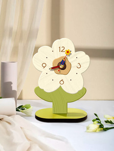 Cream Style Flower Clock Desktop Decoration Painting Modern Simple Creative Table Clock Ornaments Bedroom Desk Decoration