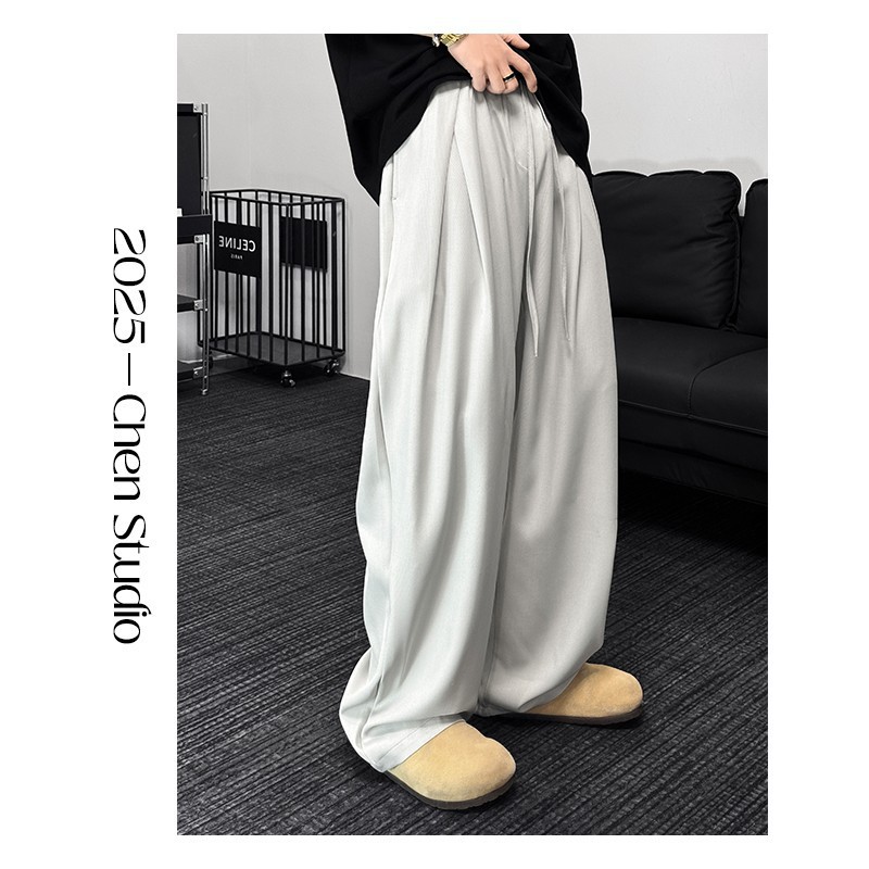 Uncle Chen's New Pleated Design Loose Wide-Leg Men's Dress Pants with a Simple and Versatile Casual Drape 2521