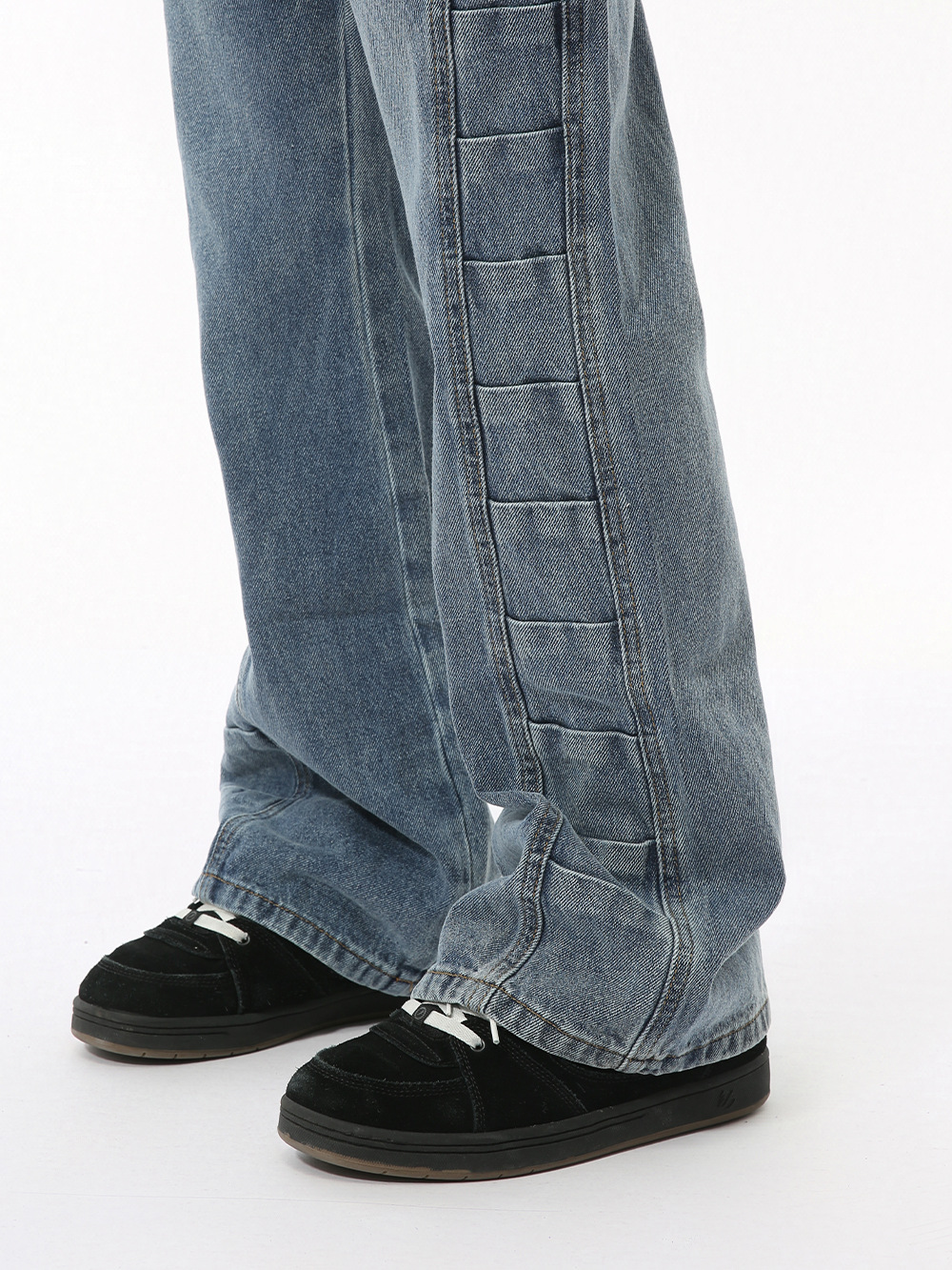 MTLCLOTHES Hombres| Nicho de otoño coreano plegado diseño individual de descomposición de microbota jeans moda