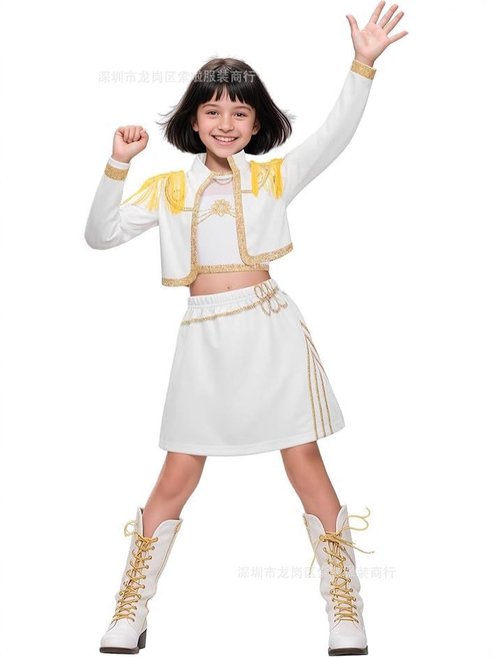 2025亚马逊新款女孩恶魔猎人服装搭配流行歌手3D印花女装童装套装