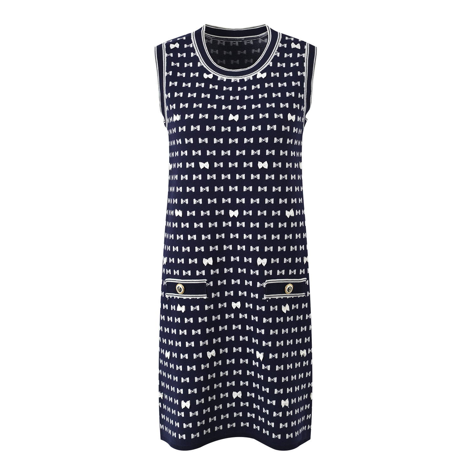 Abito senza maniche con scollo rotondo e stampa a fiocco da donna_voghion.com