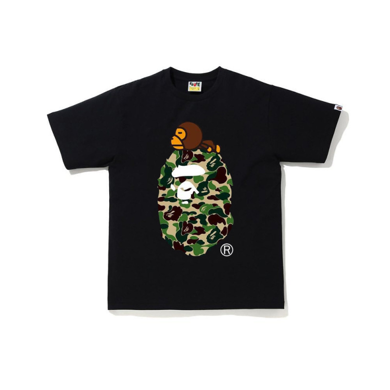 日系潮牌bape半袖寝猿迷彩猿人頭プリント夏tシャツカップルカジュアルスポーツ半袖ショートT|undefined