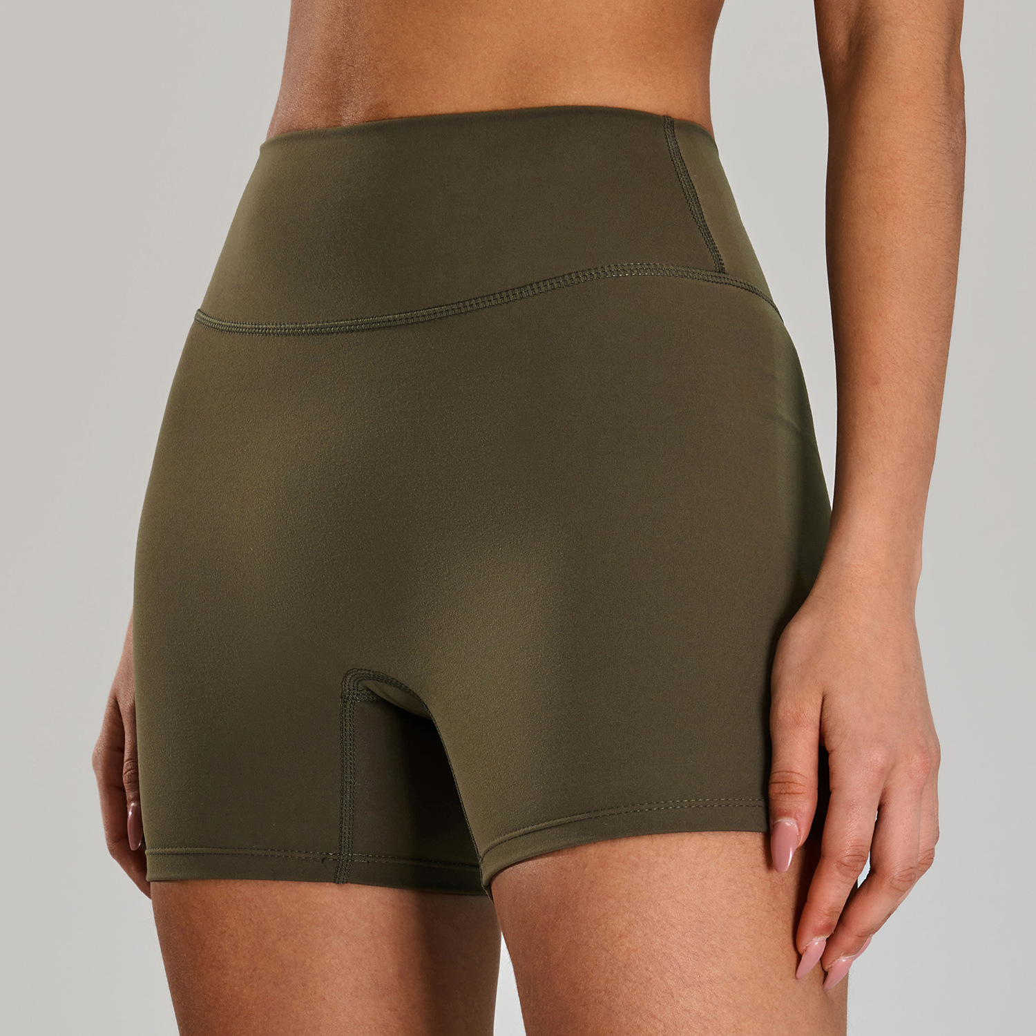 Pantalones cortos de yoga transpirables de secado rápido desnudo transfronterizo, pantalones de fitness de cintura alta para mujer, pantalones cortos deportivos ajustados para correr con glúteos