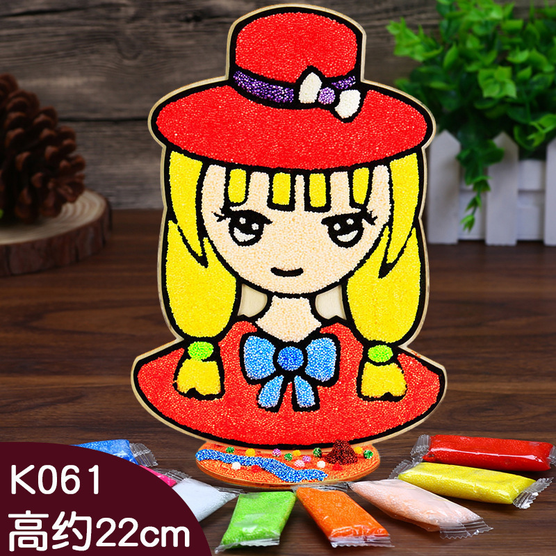 木板スノーフレーク泥絵パール泥粘土絵幼稚園児手作り立体粘着絵画|undefined