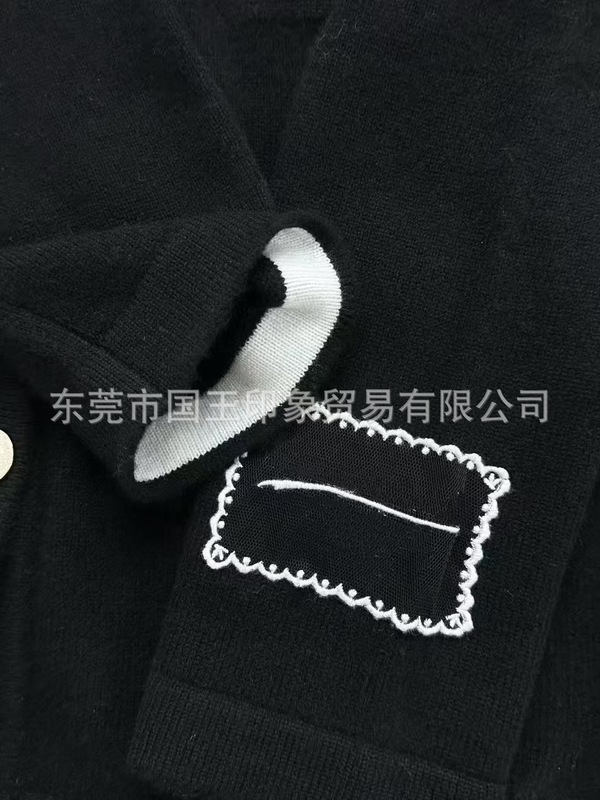 国王印象秋季新款小香风袖口字母网纱刺绣腰带长袖针织开衫外套女|undefined