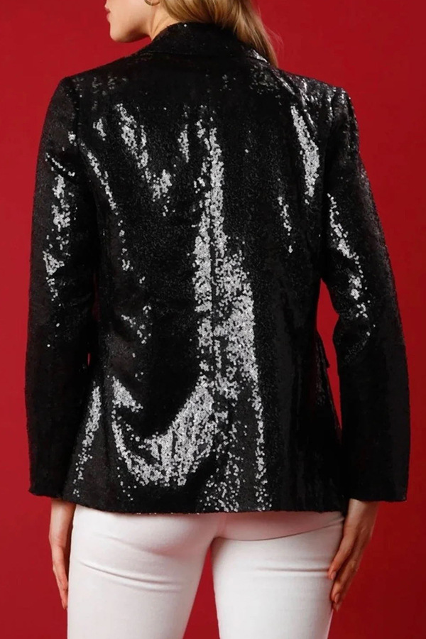Turndown Neckline Women's Coat Long Sleeve Blazers Button Christmas Cartoon