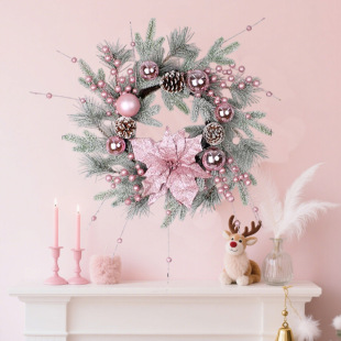 Amazon New Christmas Flower Pine Cone Berry Decorative Garland Simulated Christmas Ball Outdoor Holiday Party Pendant