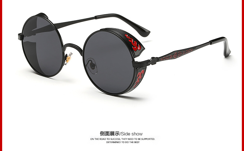 Gafas de Sol Retro Redondas al por Mayor de Fábrica, Gafas de Príncipe con Patrón Grabado, Gafas de Sol Reflectantes 881, Venta Directa