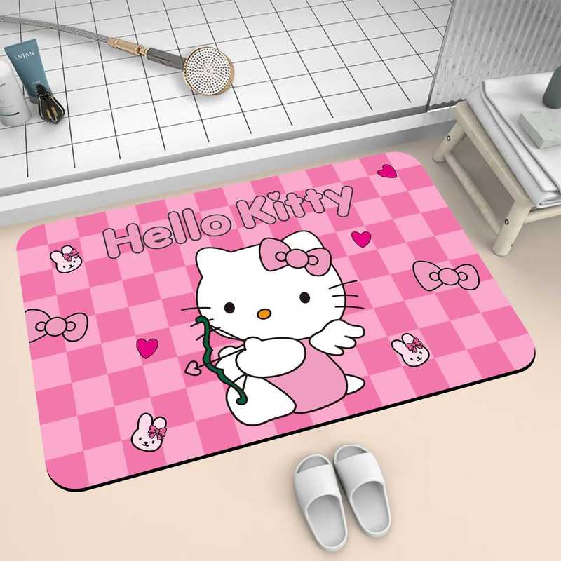HelloKitty卡通硅藻泥地垫浴室吸水防滑脚垫卫生间耐脏易打理地垫|undefined