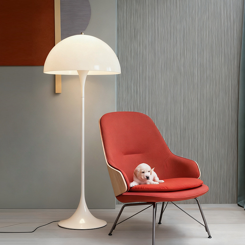 Mushroom Floor Lamp Next to the Sofa in the Living Room, Danish Designer Simple Modern Creative Bedroom Study Vertical Table Lamp