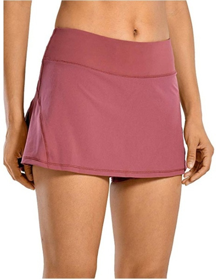 Mid Waist Waist Line Stretchy Elasticity Summer Spring Sports Solid Color Spandex Polyester Above Knee Skirts