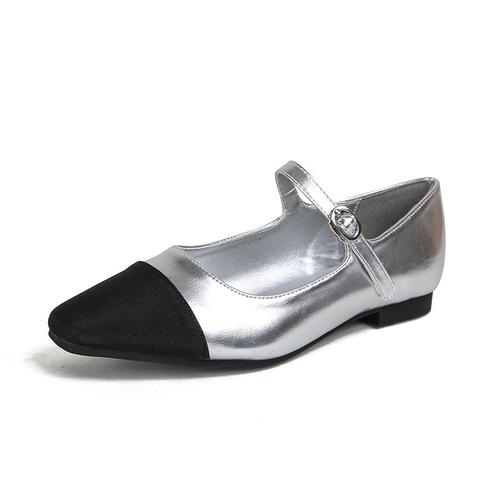 Huidong Yixinda French small square head color-blocking elegant one-strip Mary Zhen shoes for women