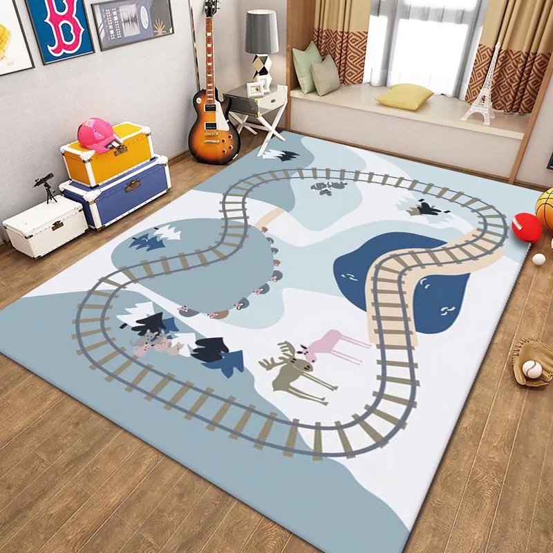 Cross-Border Children's Climbing Mat Crystal Velvet Floor Mat Living Room Bedroom Children's Educational Carpet Baby Room Road Traffic Blanket