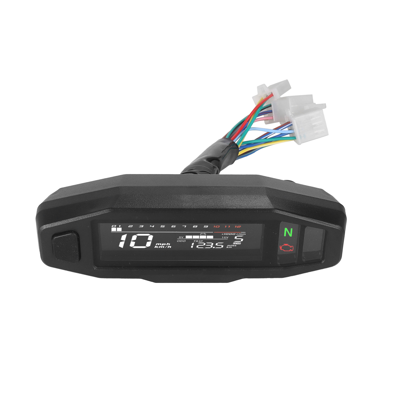 Cross-Border Motorcycle Universal Modified Instrument Va High-Definition Lcd Electronic Digital Instrument Tachometer Fuel Gauge