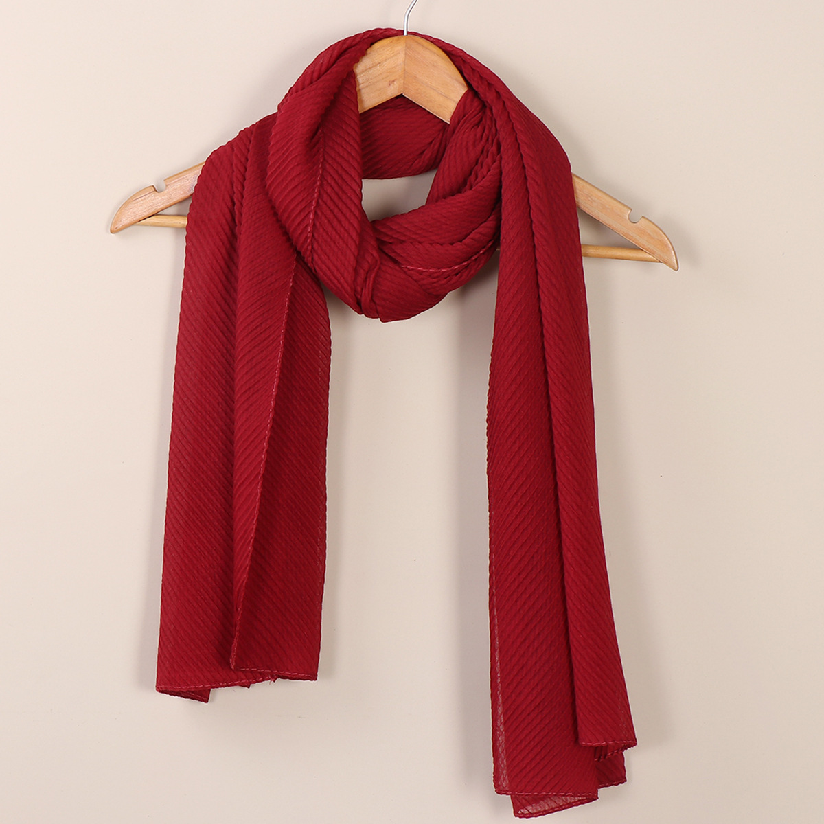 Women's Scarves wrinkled fashion plain wrinkled wrap headscarf solid color voile long shawl_voghion.com
