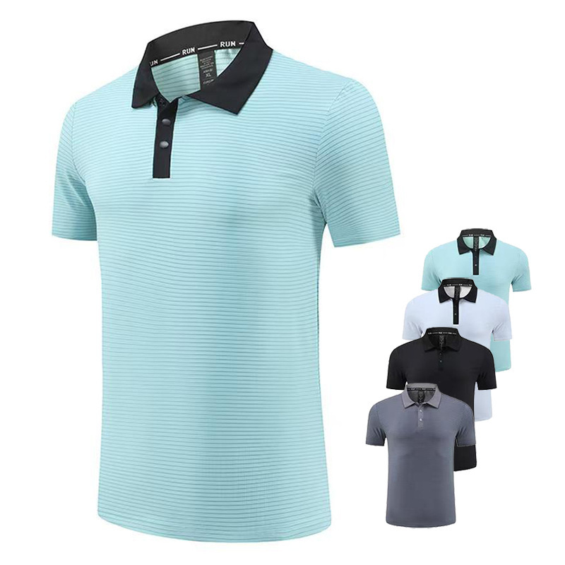 Summer Men's Quick-drying Short-sleeved Sports Polo Shirt Button Golf Lapel Top Baseball Shirt Running Fitness Clothes