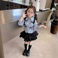 韓系女童套裝春裝2025新款洋派兒童襯衫套裙春秋學院風時