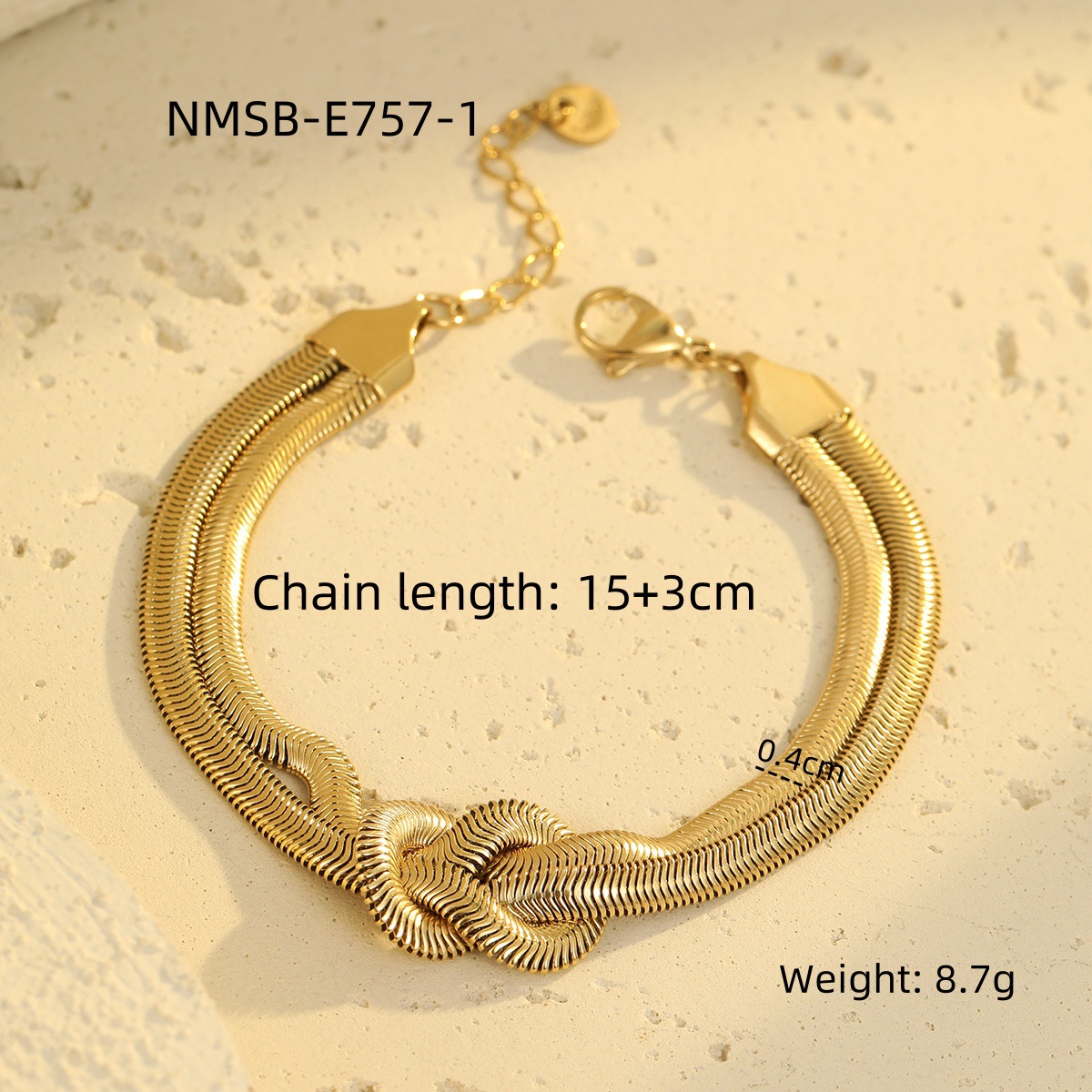 Solid Color, Knot Pattern PVD Coated Real Gold Plated Solid Color Knot 304 Stainless Steel Modern Style Classic Style Waterproof Non Tarnish 304 Stainless Steel Bracelets