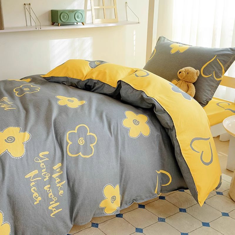 Dormitorio de estudiantes Juego de cama de tres piezas de algodón de 0,9 m Juego de cama de cama de algodón de cuatro piezas 90x190