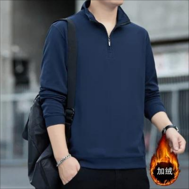 Men's Sweatshirt Spring and Autumn New Trendy Fashion Stand Collar Long-Sleeve Top Youth Business Casual Versatile Pullover